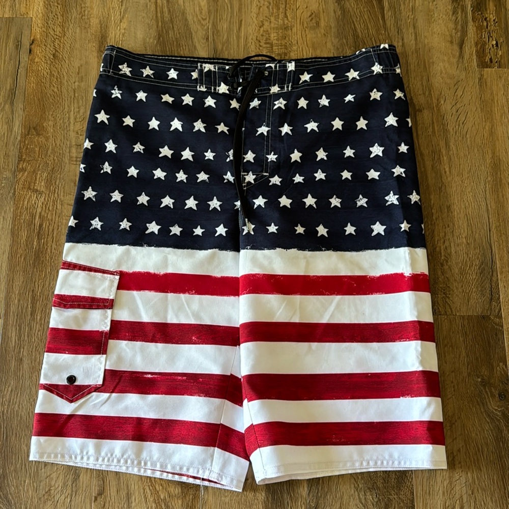 Hang Ten Flag Print Swimming Shorts